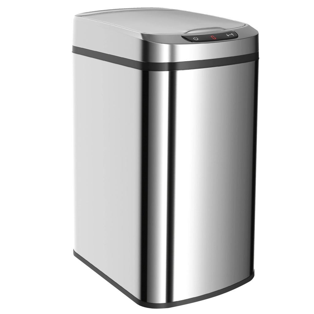 Cestino Rifiuti da 12L a Infrarossi con Secchio Rimovibile, in Acciaio Inox, ABS e PP, 28x22x41 cm, Argento
