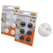 Trade Shop - Set 6 Pezzi Clip Raccogli Cavo Fissare Fili Adesivi Multiuso Tavolo Parete Kc-906 -