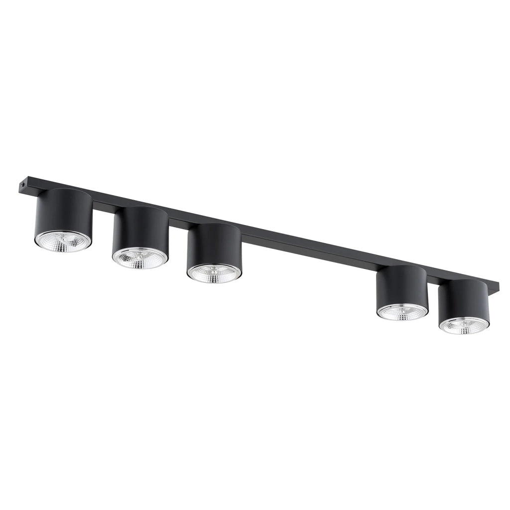 Plafoniera Moderna 5 Luci Faretti Ptah In Acciaio Nero