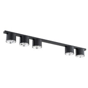 Plafoniera Moderna 5 Luci Faretti Ptah In Acciaio Nero
