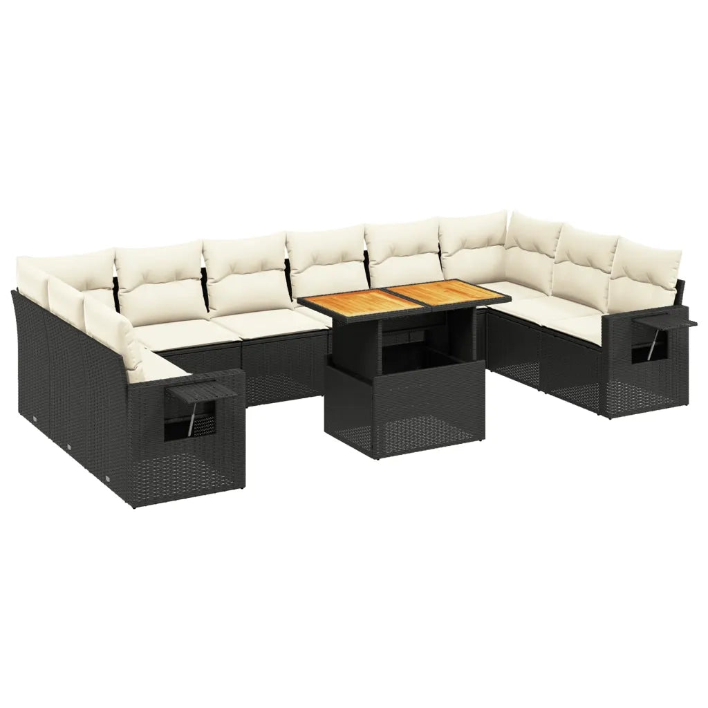 Set Divani da Giardino 11 pz con Cuscini in Polyrattan Nero 3271924