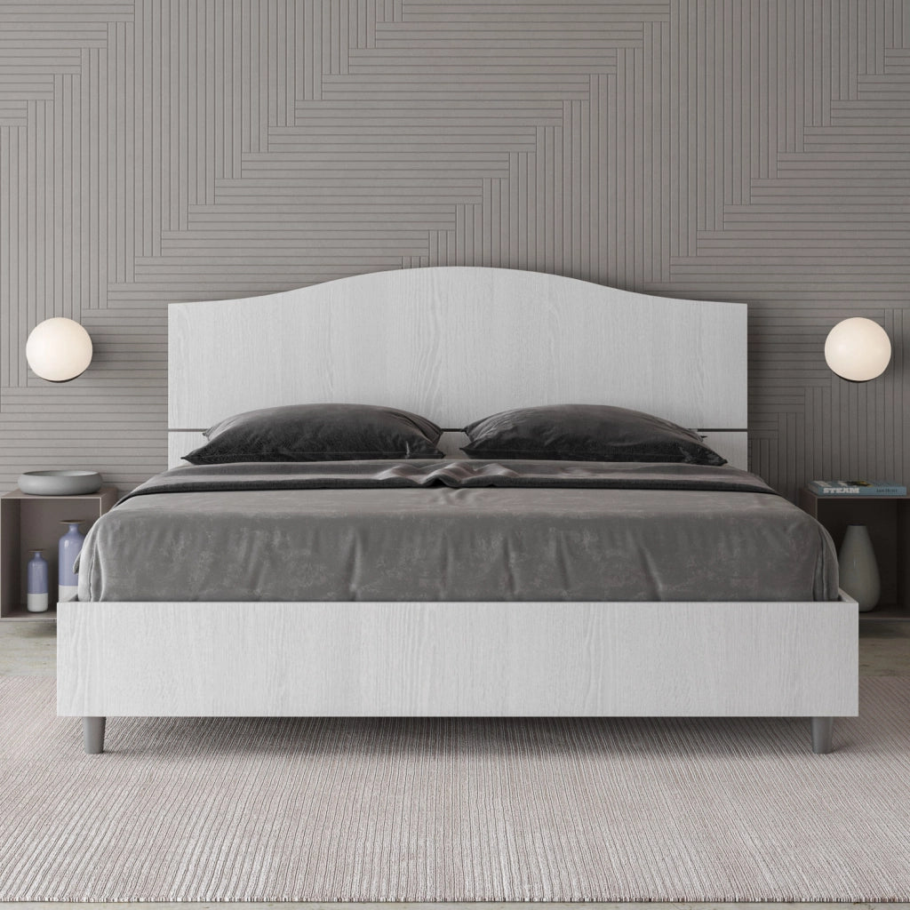 BS COM Letto matrimoniale con rete 160x190 bianco frassino