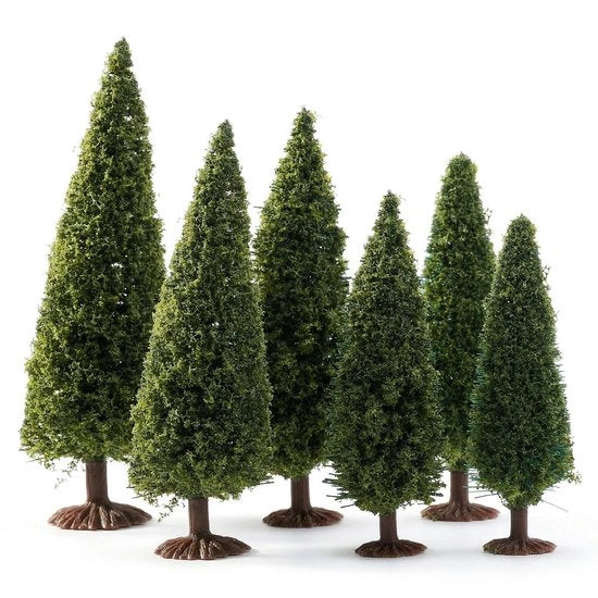 Diorama-boom 6 pezzi - Alberi da giardino - Alberi da modello - Figure di albero in plastica - Alberi da diorama - Finitura naturale