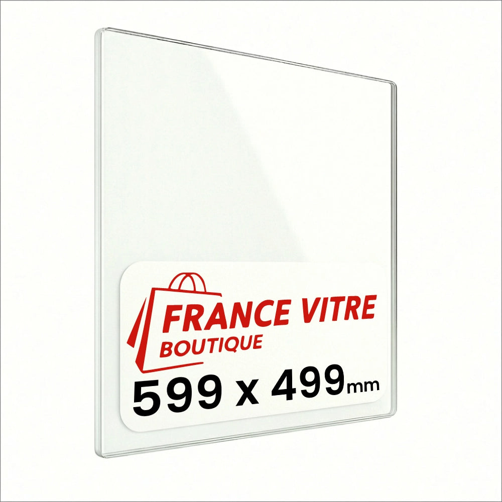 599 x 499 x 4 mm - Vetro per stufa a legna - vetro camino di ricambio - vetro per caminetto resistente al fuoco - France Vitre
