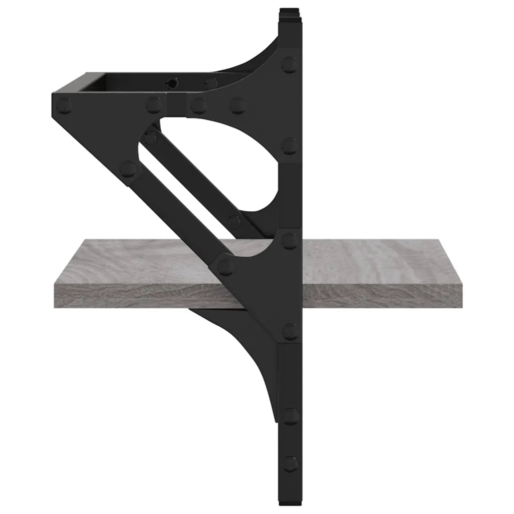 Mensole a Parete con Aste 2pz Grigio Sonoma 30x25x30 cm 836236