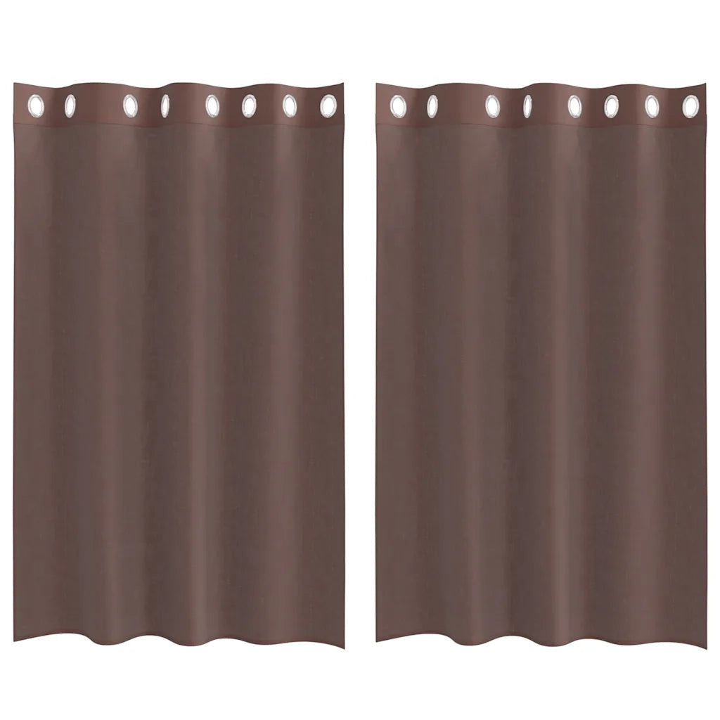 Tende in Voile con Occhielli 2 pz Marrone 140x175 cm