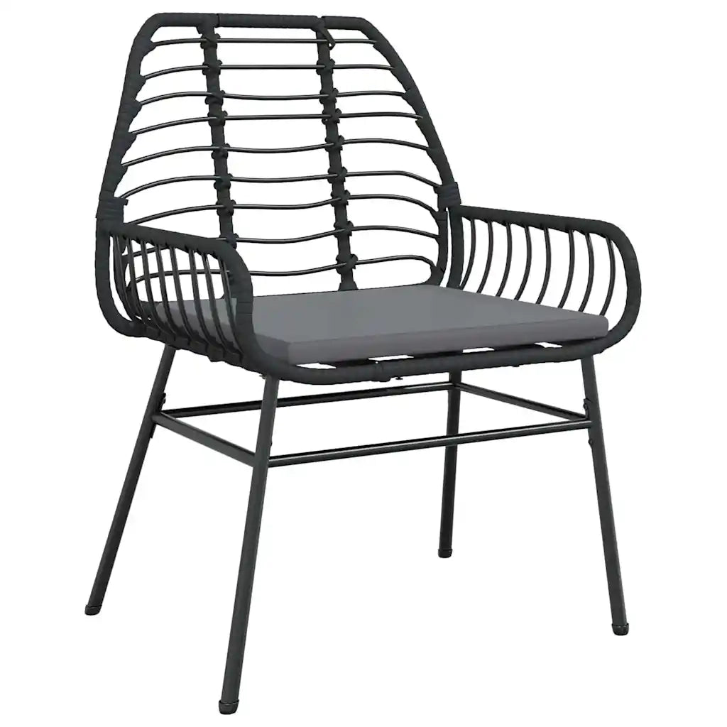 Set da Pranzo per Giardino 7 pcs Nero polyrattan