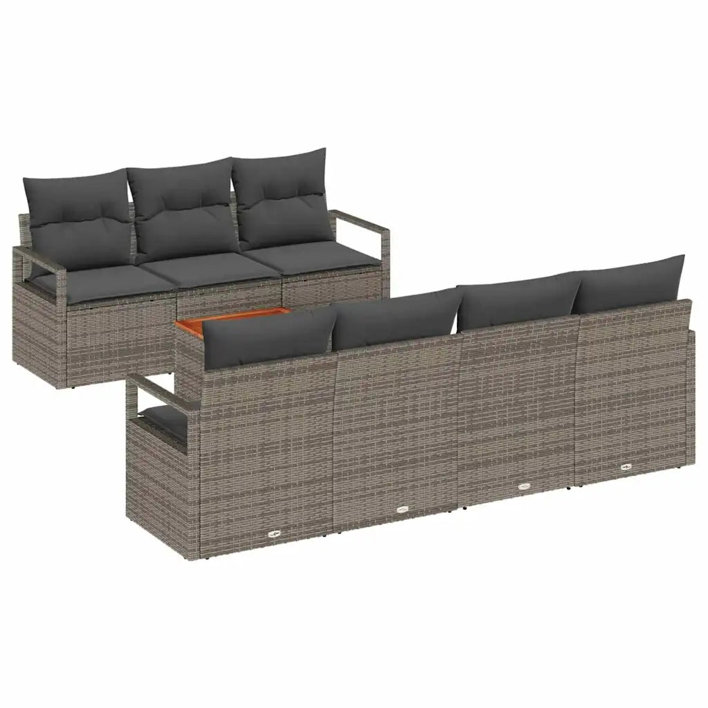 Set Divano da Giardino 7 pcs Grigio polyrattan