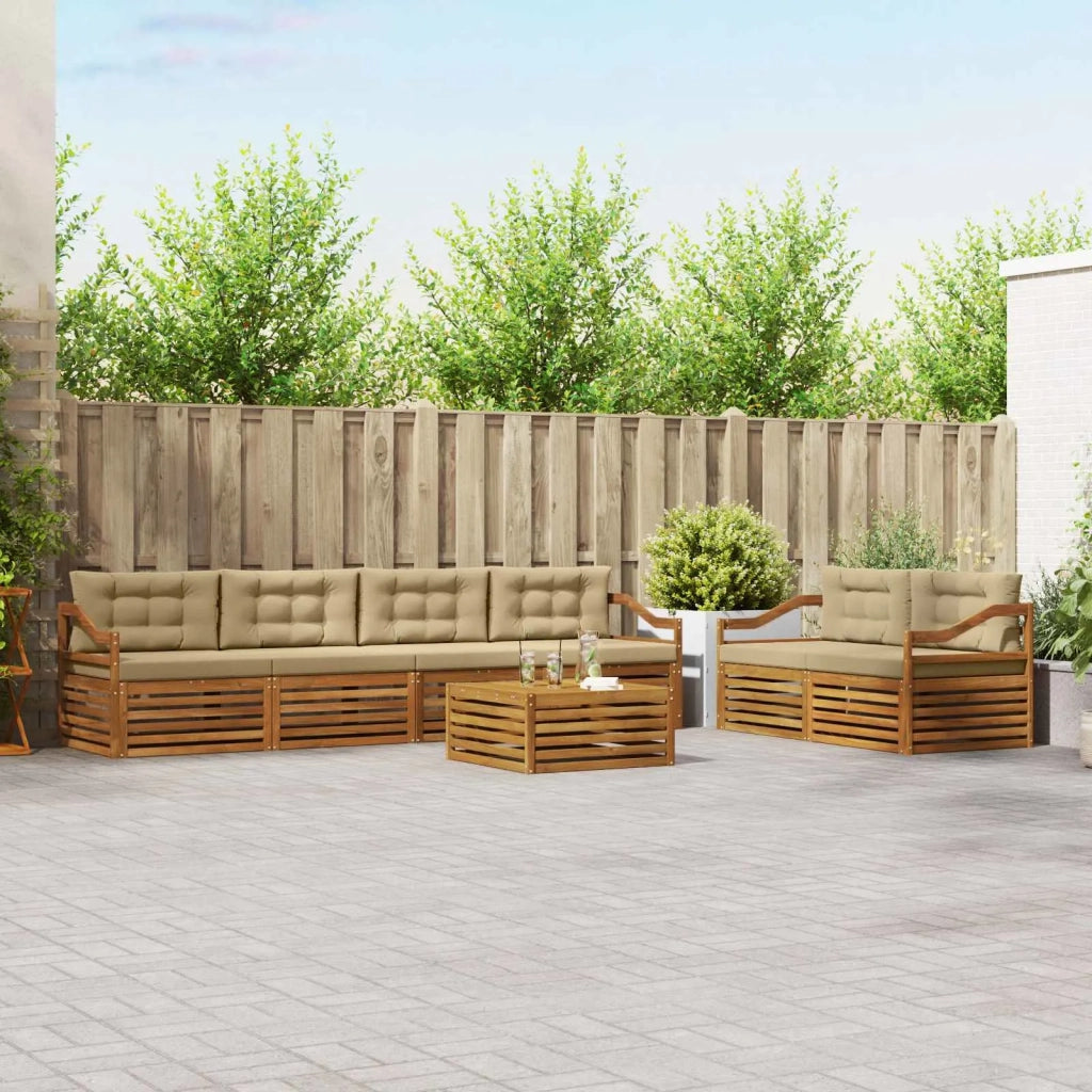 Set di divani da esterno con cuscino 7 pcs Naturale e Beige 3373078