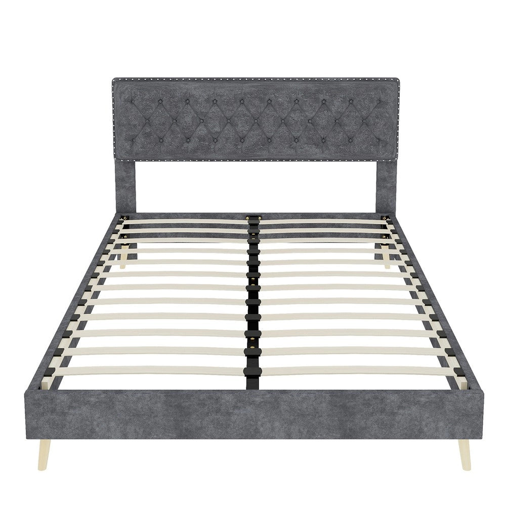 Letto Contenitore Imbottito ¨C MINIMAL ¨C Grigio 160x200 con Materasso