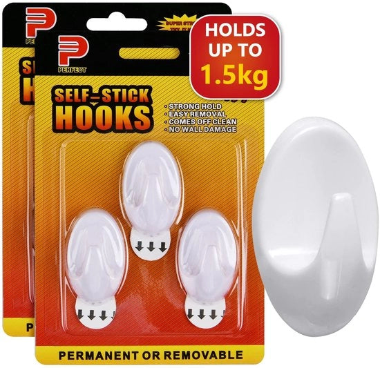 Hanger a chiodo autoadesivo 2 pezzi - Ganci di medie dimensioni - Multifunzionali per appendere oggetti - Senza danni da rimuovere - Realizzato in PVC di alta qualità - Adatto per muri, legno, vetro - Hanger a chiodo per parete
