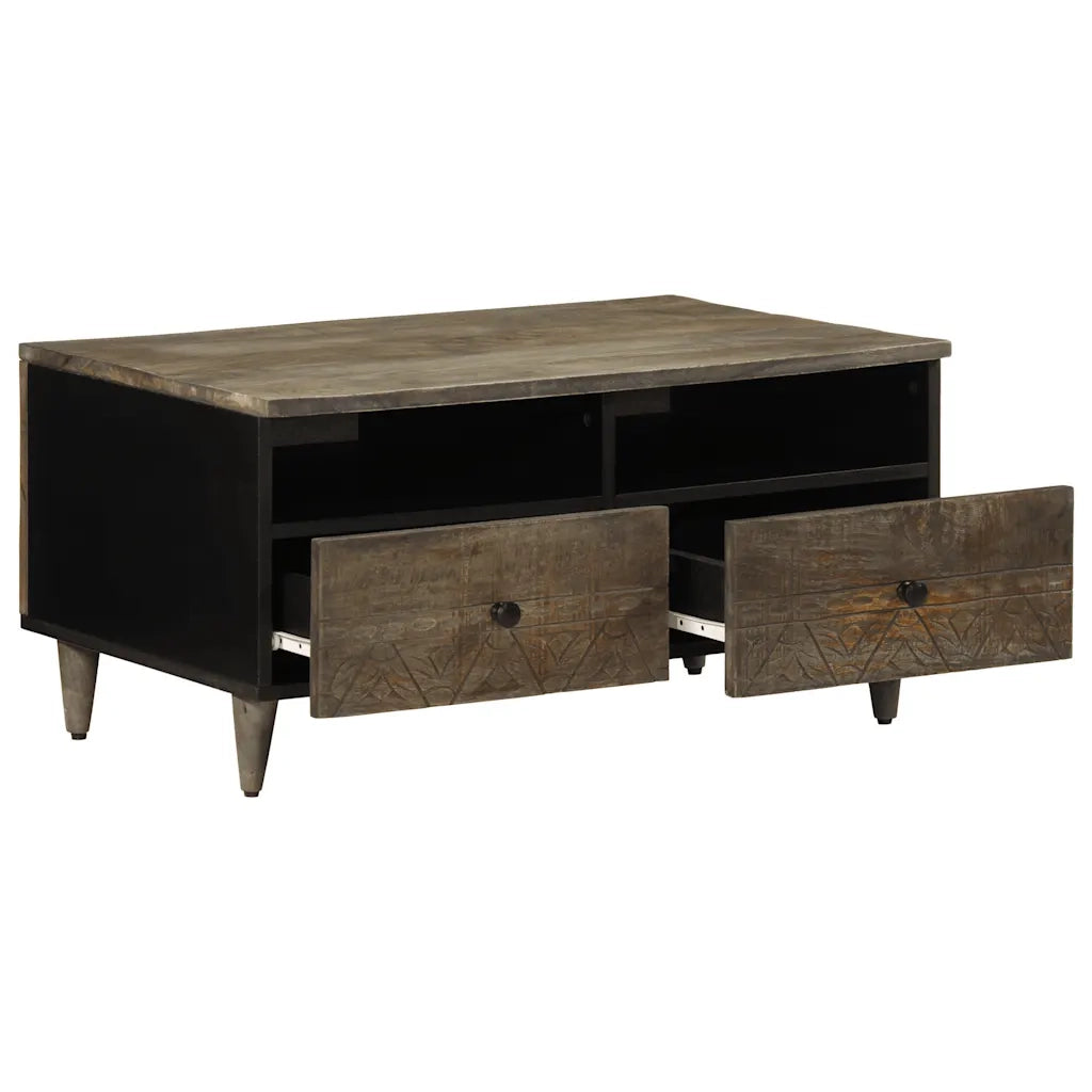 Tavolino-Tavolino da soggiorno-Tavolo Grigio Chiaro 80x54x40 cm in Legno Massello di Mango