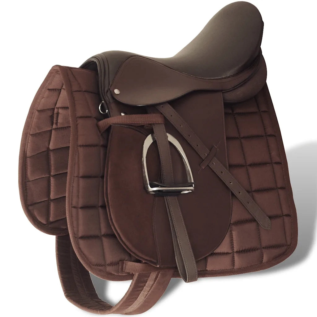 Set Sella Equitazione 17,5" pelle naturale Marrone 18 cm 5-in-1 90648