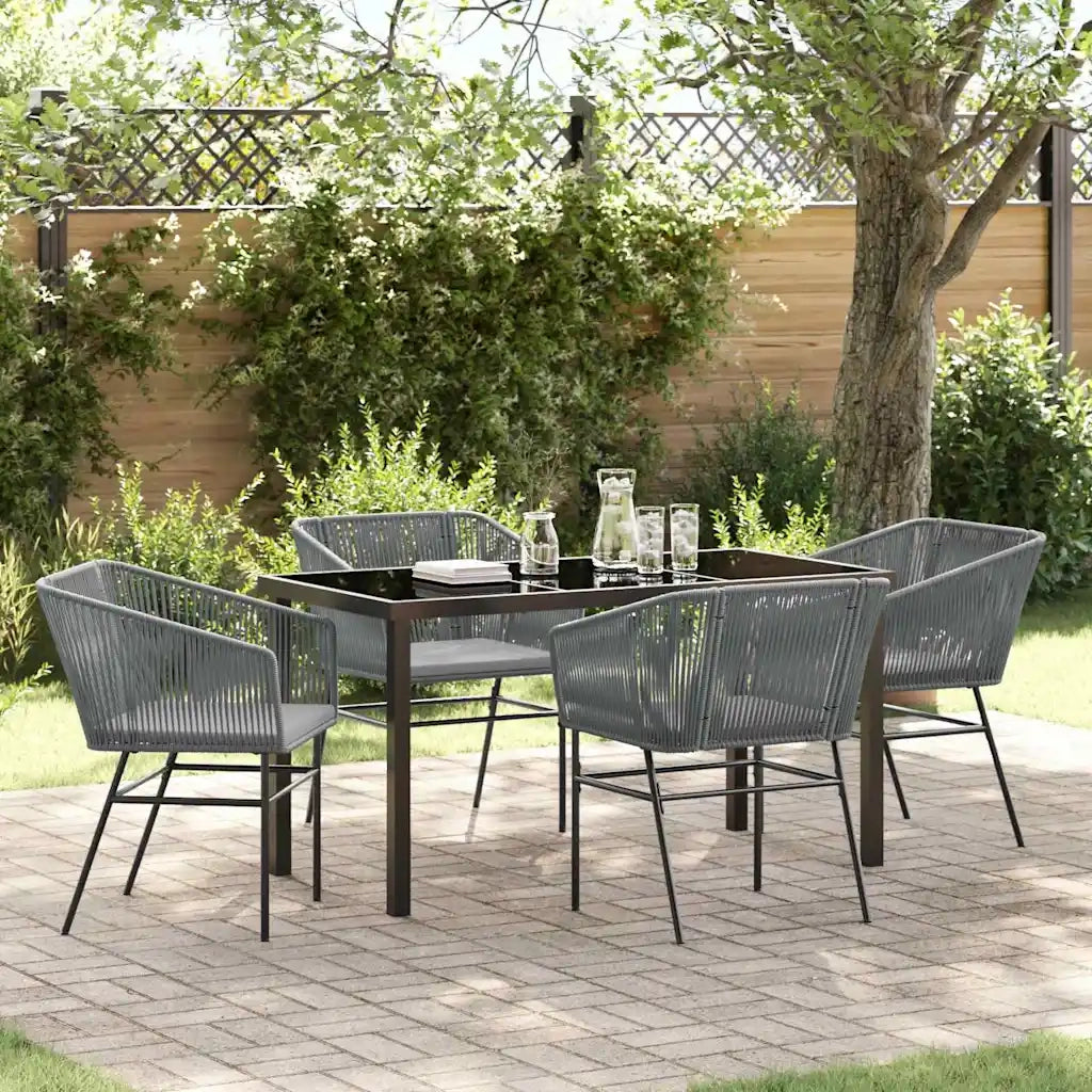 Set da Pranzo per Giardino con cuscino 5 pcs Grigio