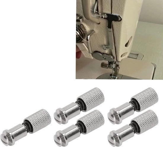 Accessori per macchina da cucire - 5 pezzi - Fermo piede - Acciaio inossidabile - Industriale - Compatibile con macchine da cucire - Risparmia tempo