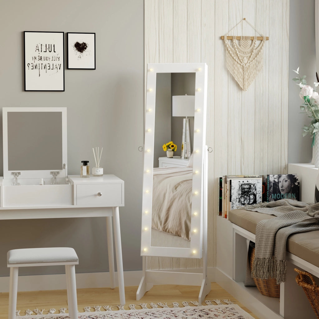 Armadio gioielli con luci LED ¨C zephmum ¨C bianco 40x37x146 cm