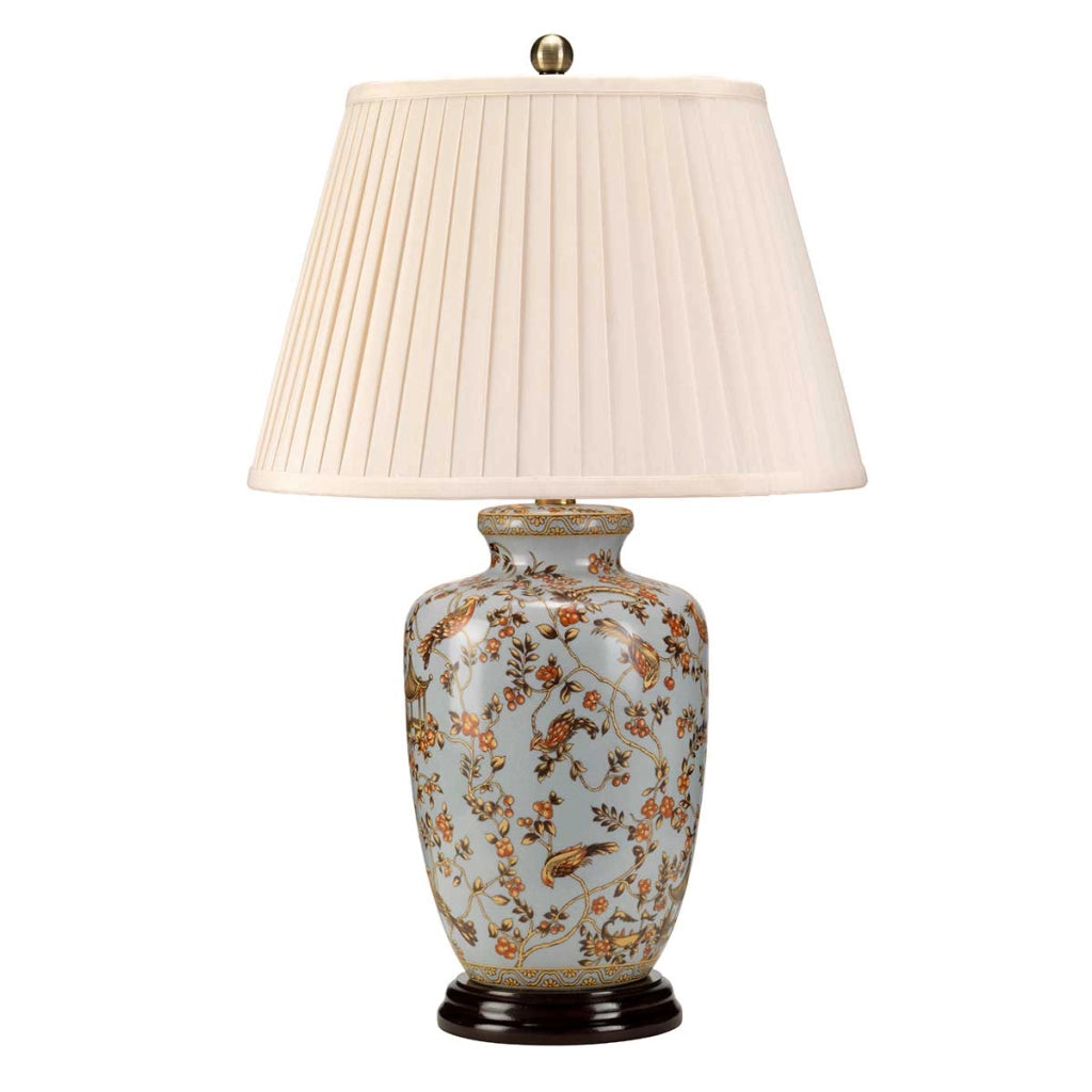 Lampada da tavolo in porcellana Gold Birds blu E27 Elstead