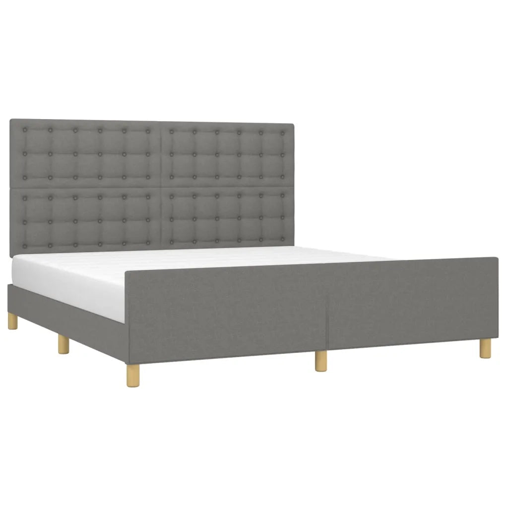 Letto matrimoniale | Letto per adulti | Giroletto con Testiera Grigio Scuro 180x200 cm in Tessuto