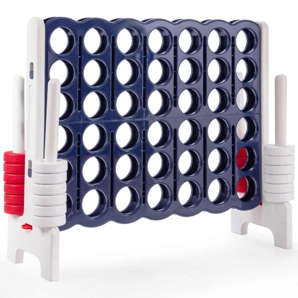 Forza 4 gigante 104cm per bambini e adulti, Gioco da interno ed esterno con 42 pedine e barra Blu e grigio-Giochi su prato