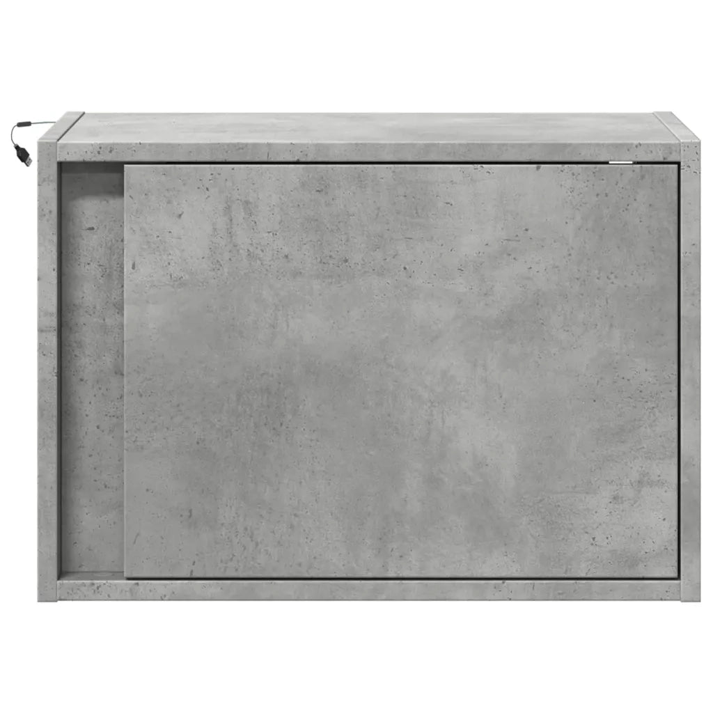 Comodino a Parete con Luci LED Grigio Cemento 852095