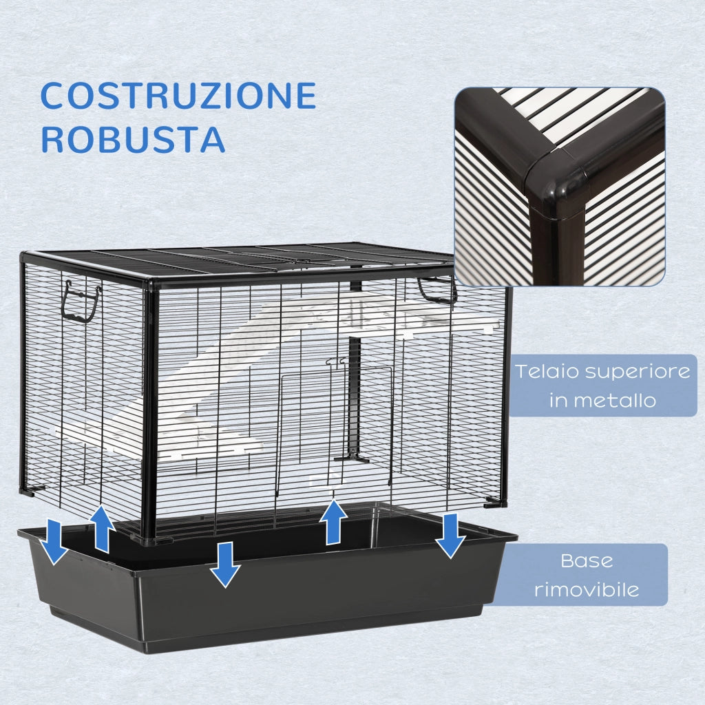 Gabbia per Porcellino d'India ¨C Minimal ¨C 80x48x58cm, Nera