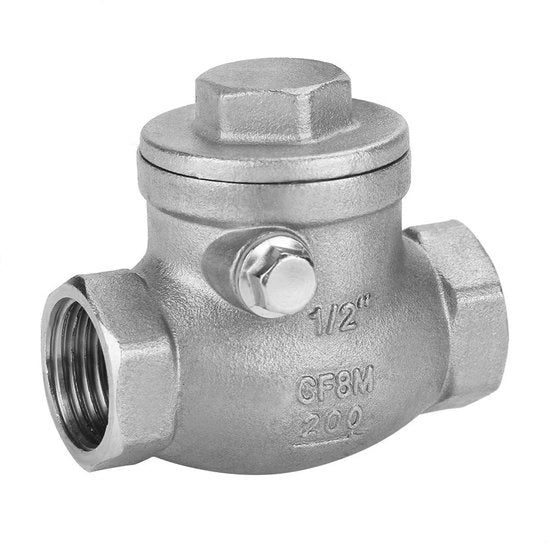 Terugslagklep in Acciaio Inossidabile - DN15 1/2" - Unidirezionale - Per Acqua/Olio/Vapore - Dimensioni 6x5 cm - Peso 188 g - Valvola di Ritorno