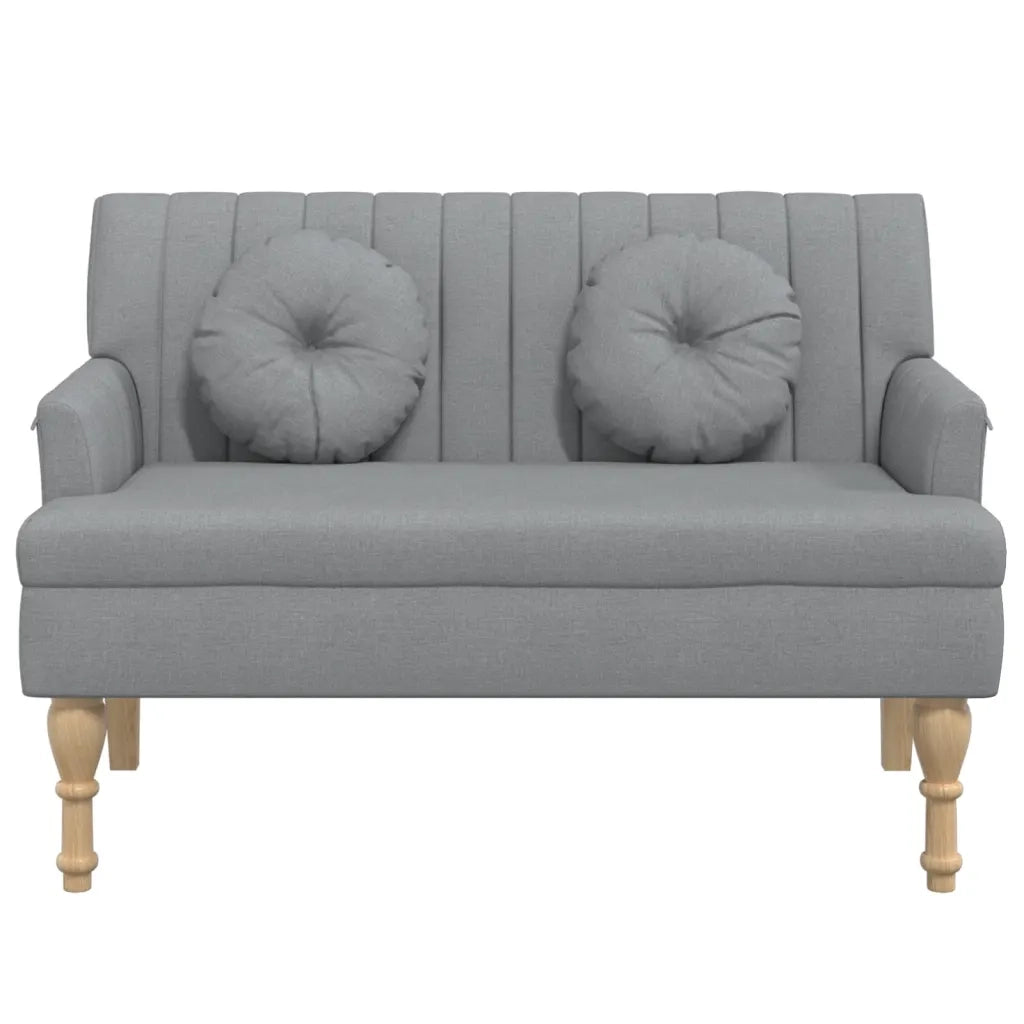 Panca con Cuscini-Sgabello-Divano Grigio Chiaro 113x64,5x75,5 cm in Tessuto