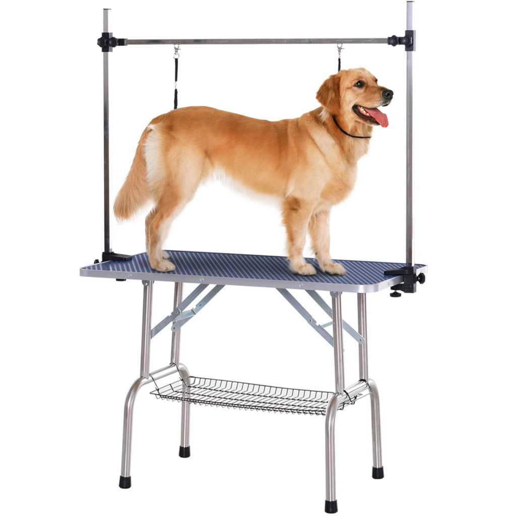 Tavolo per Toeletta Cani e Gatti Regolabile in Altezza Pieghevole ¨C Minimal ¨C Blu