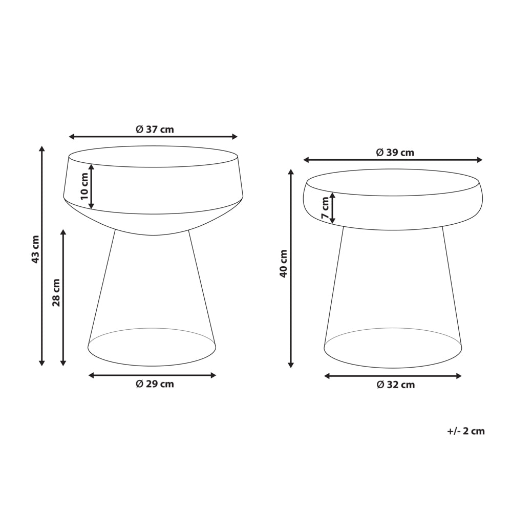 Set di 2 Tavoli da caffè in vetro trasparente rosso moderno di forma ovale design moderno contemporaneo