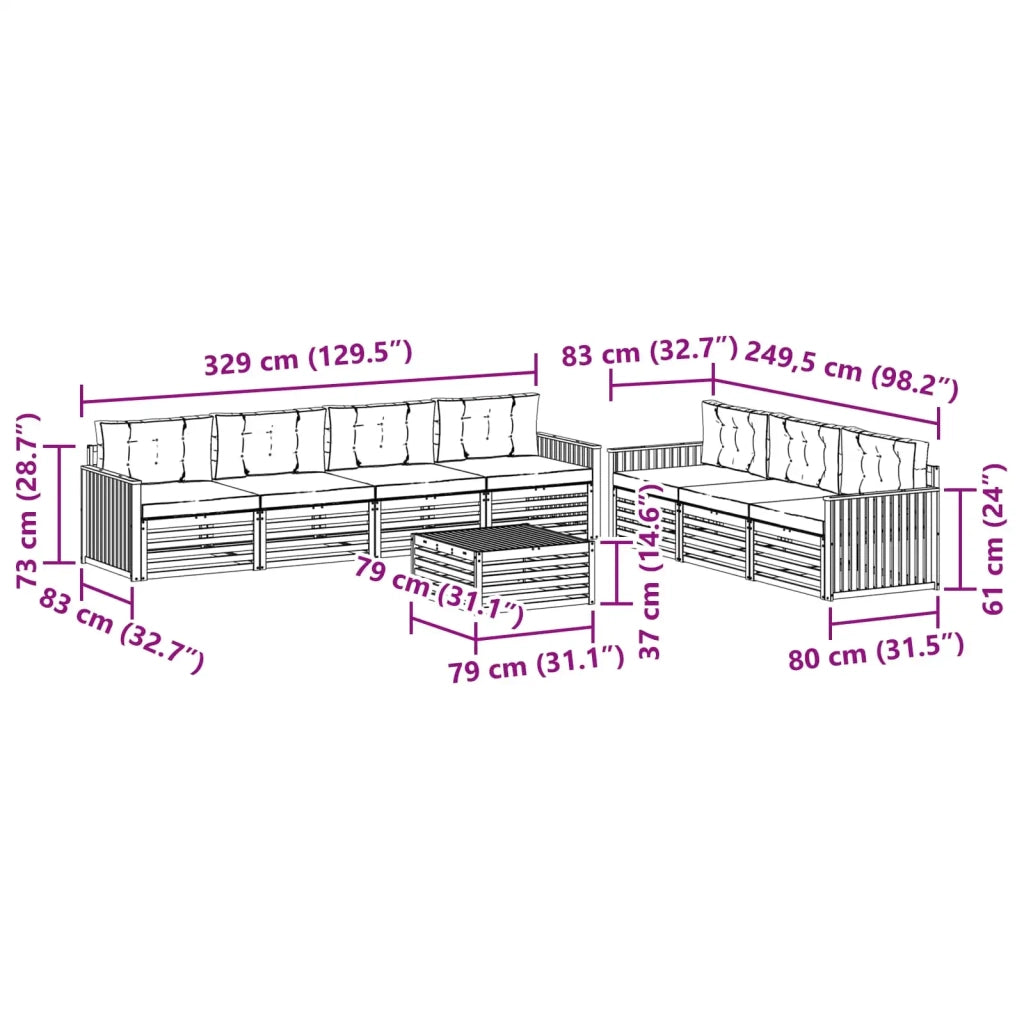Set di divani da esterno 8 pcs Bianco e Crema 3390160