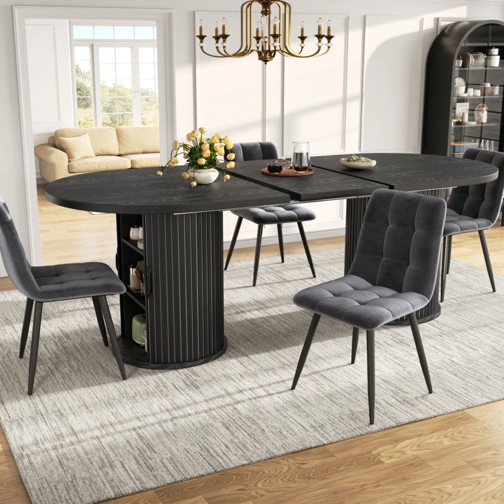 TAVOLO ALLUNGABILE 150-190x80x75 cm Nero in MDF con vano portaoggetti