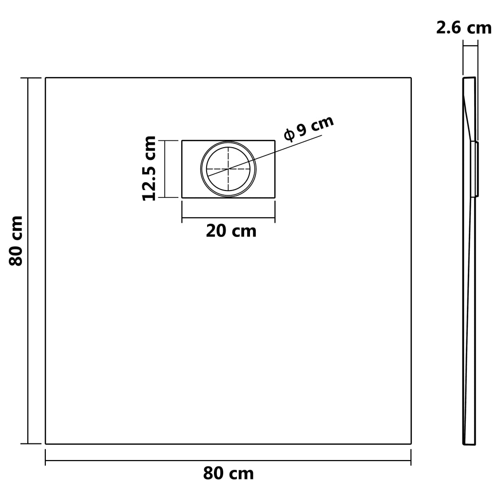 Piatto Doccia in SMC Grigio 80x80 cm 148930