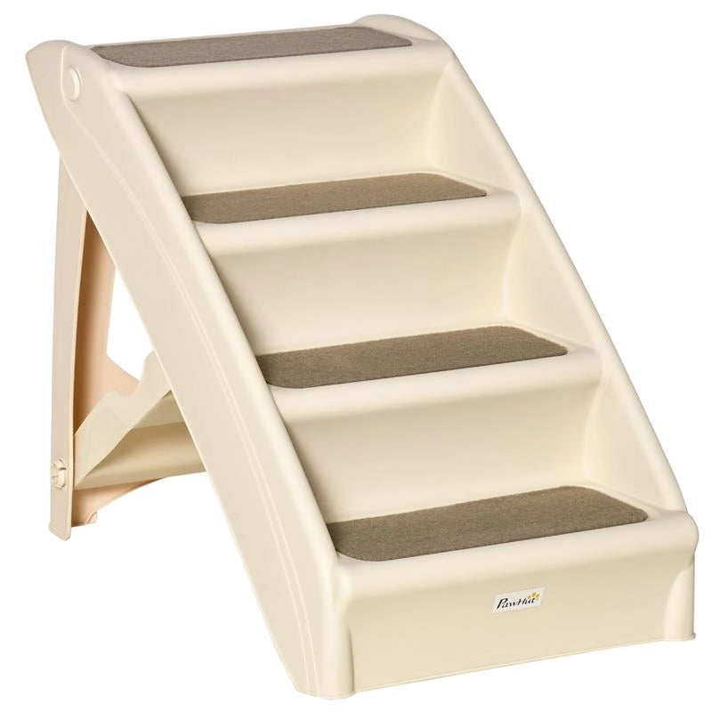 SCALETTA PER CANI PIEGHEVOLE CON 4 GRADINI ANTISCIVOLO PER ANIMALI FINO 10KG, BEIGE