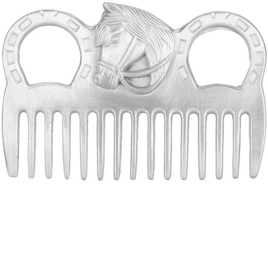 Spazzola per cavalli in metallo - durata prolungata - portatile - denti corti - antiklaustrazione - 3,9x2,8x0,2 pollici - spazzola per pelo di cavallo