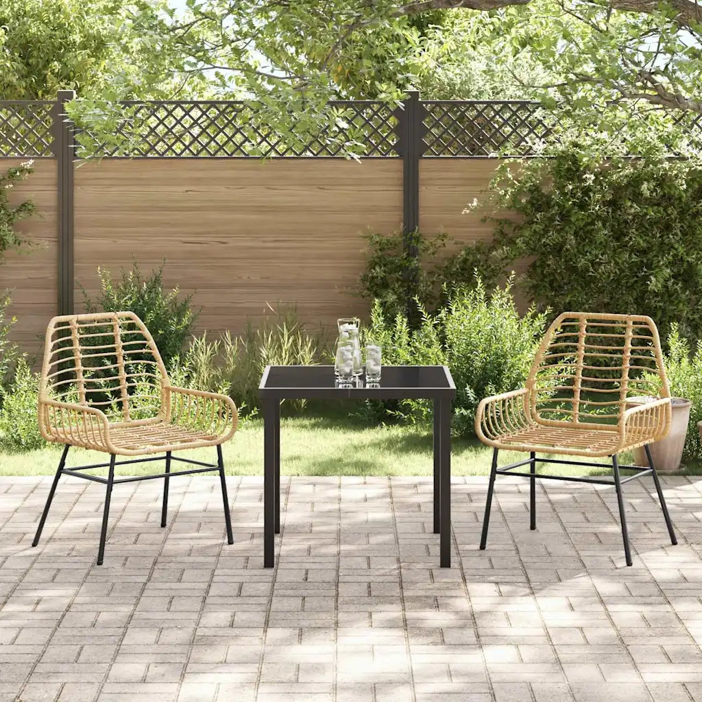 Set da Pranzo per Giardino 3 pcs Marrone polyrattan