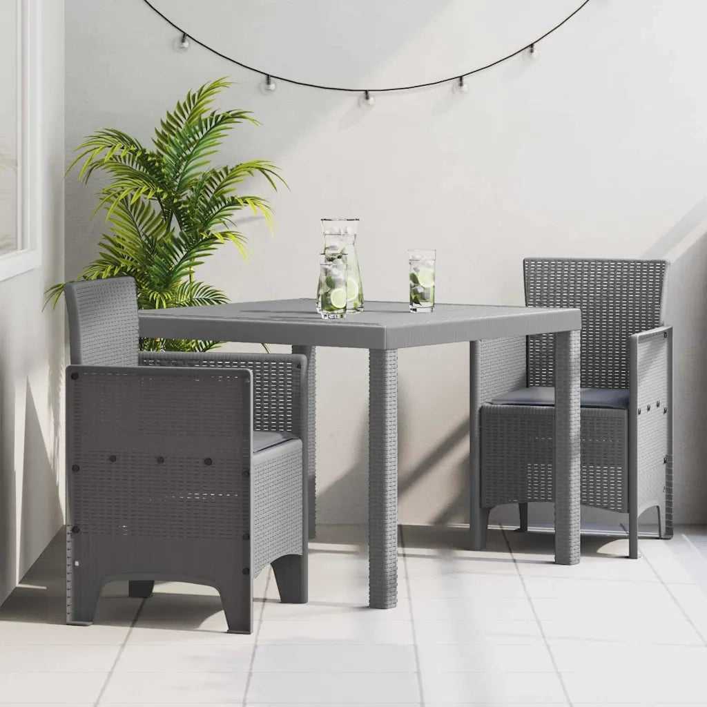 Set da Pranzo per Giardino 3 pcs Grigio chiaro Polipropilene 3378690