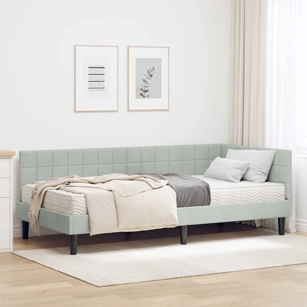 Struttura Letto Angolare con Materasso 2 pcs Grigio chiaro