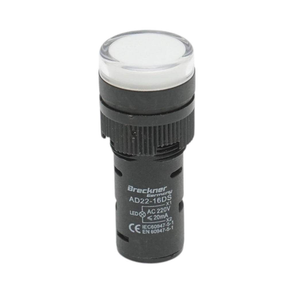 Indicatore di segnale LED bianco 220V AC 16mm Breckner Germany