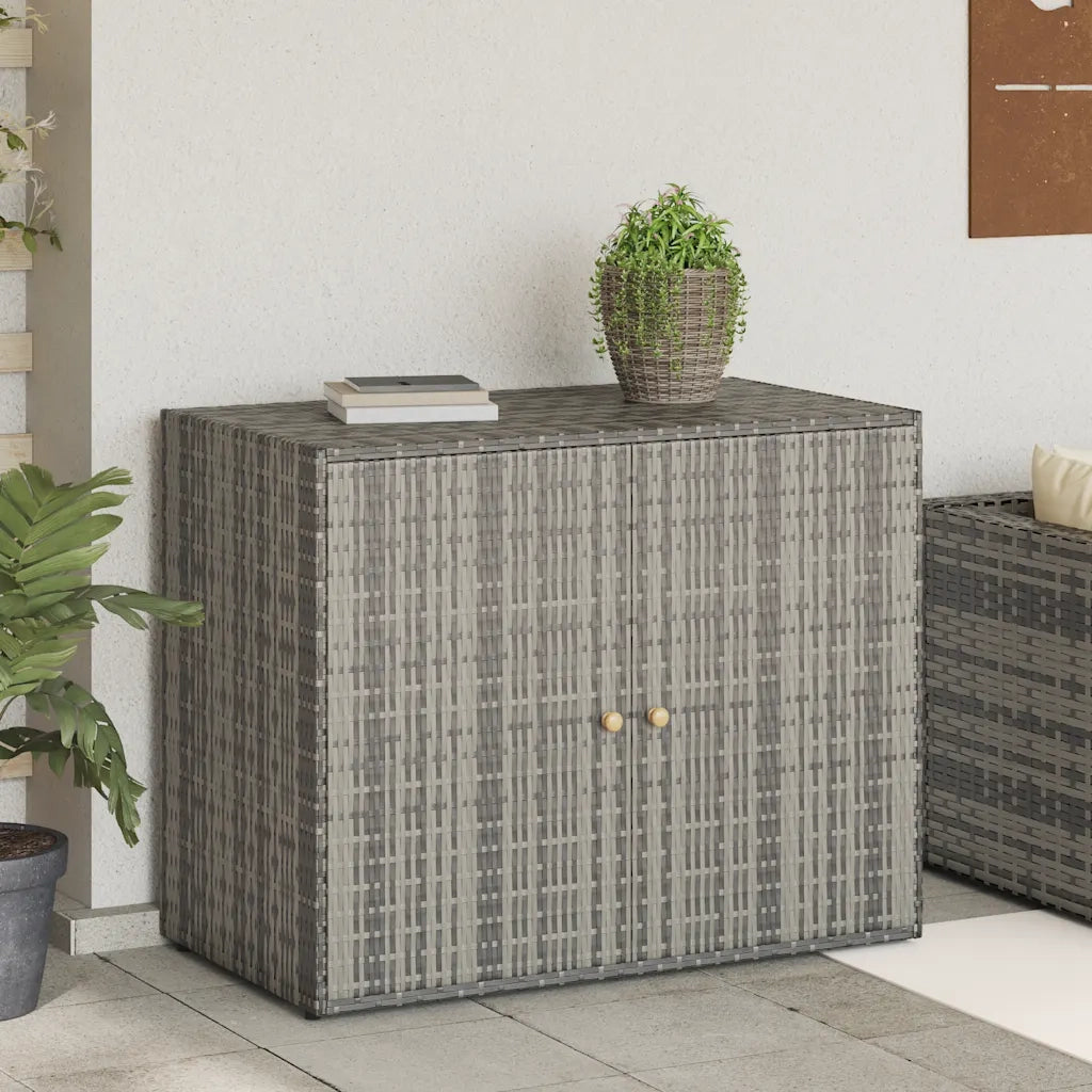 Mobile Portaoggetti da Giardino Grigio 100x55,5x80cm Polyrattan 319869