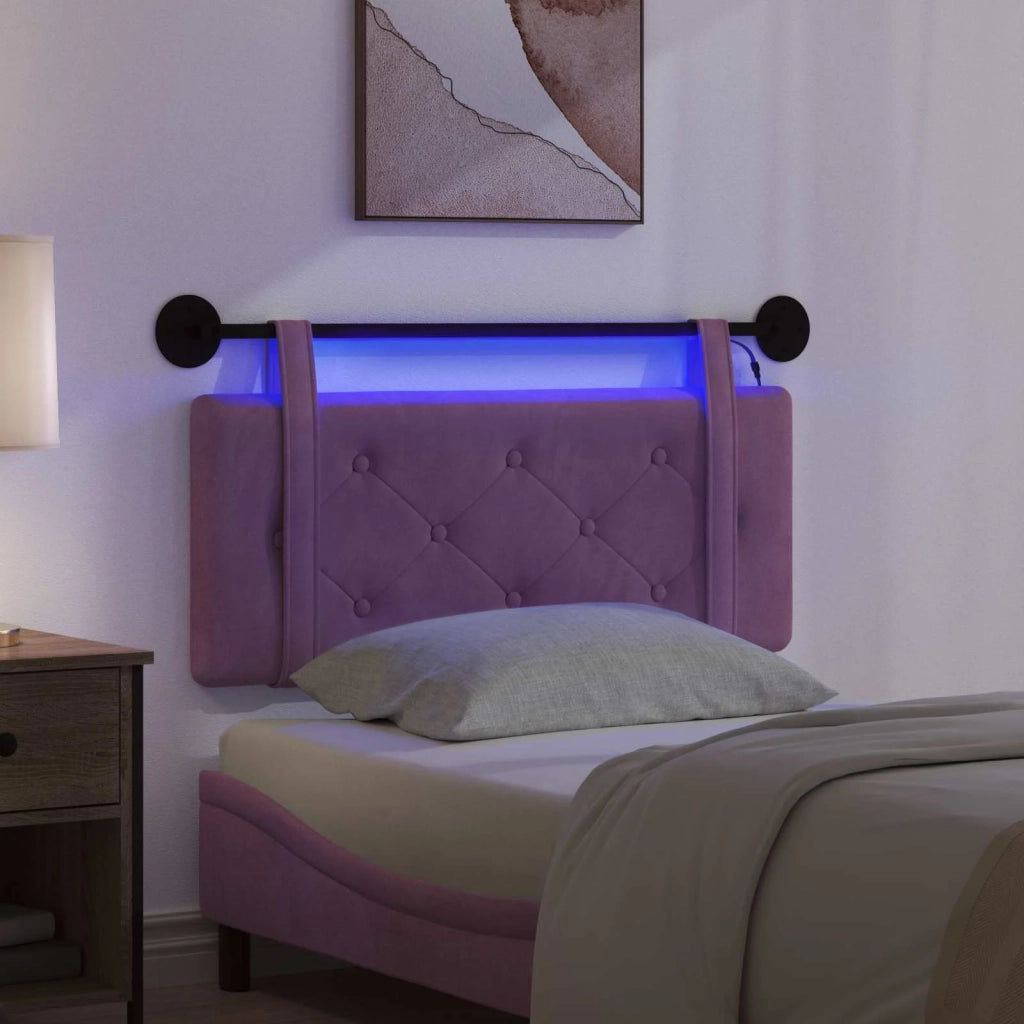 Testiera sospesa Con luce LED Viola Velluto 3424124