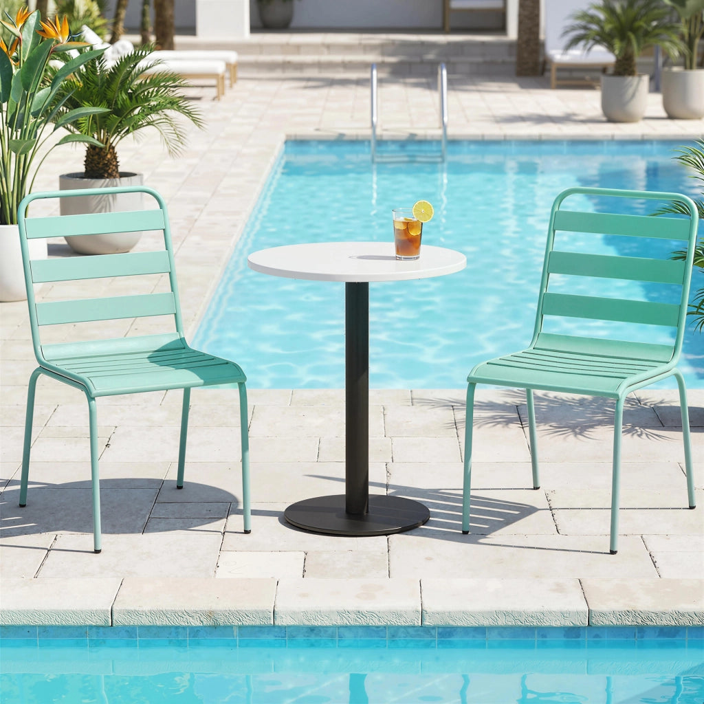 Sedie da Giardino Impilabili in Metallo ¨C Xylo ¨C Set 2 Pezzi Verde