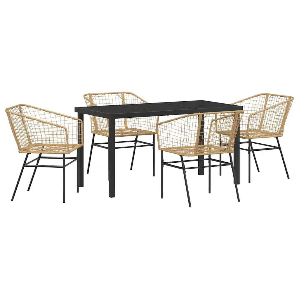 Set da Pranzo per Giardino 5 pcs Marrone polyrattan