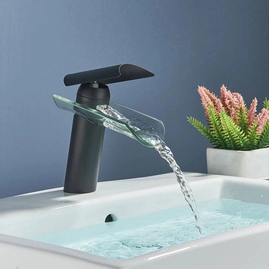 Wastafello a cascata con rubinetto - Nero - Bagno - Cucina - Moderno