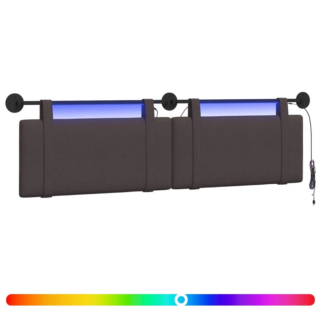 Testiera sospesa Con luce LED Marrone Scuro Tessuto 3424001