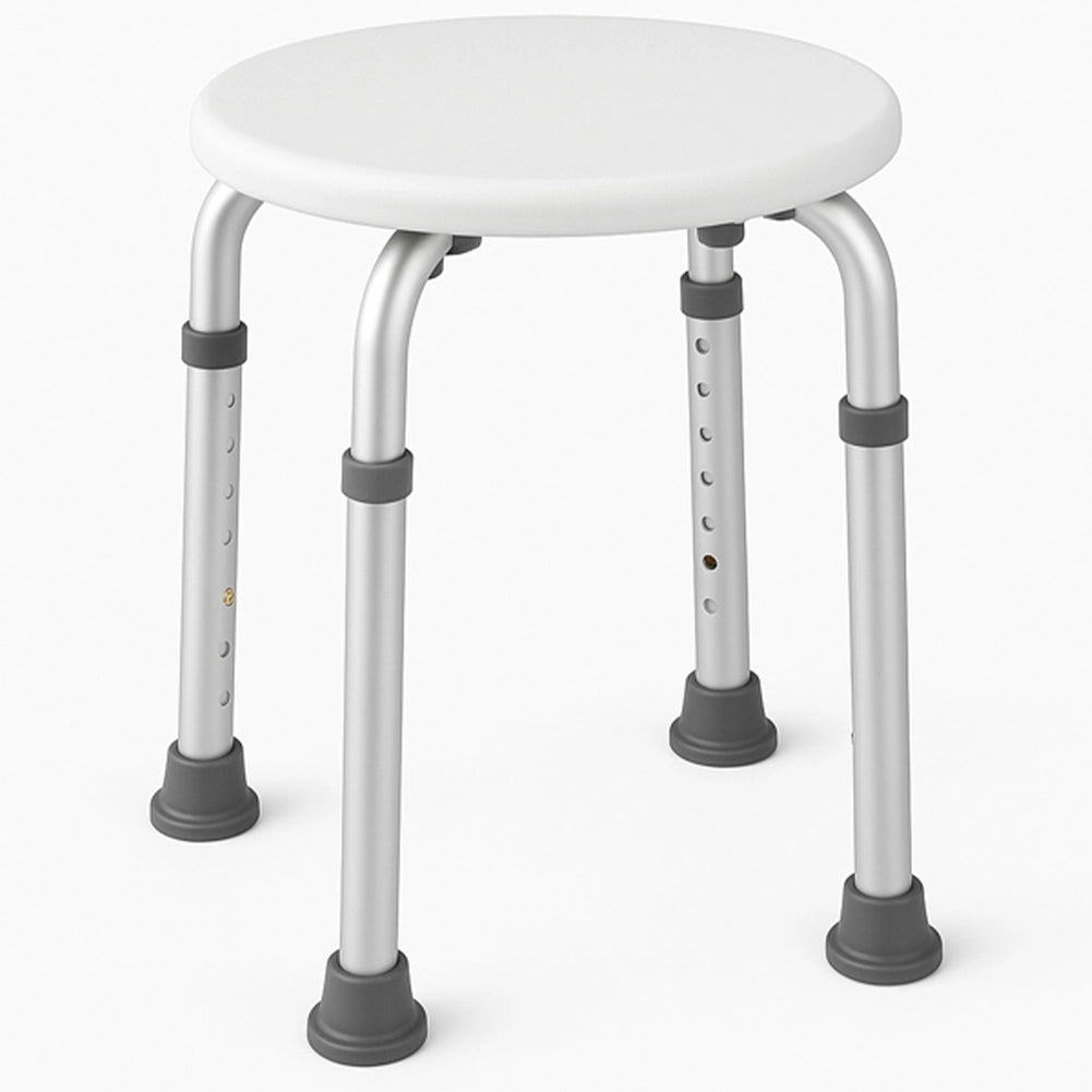 Sgabello Bagno Tondo in Alluminio Altezza Regolabile Sedile Doccia Sedia Vasca