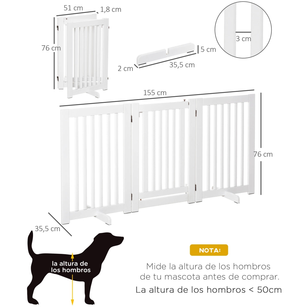 Cancello per animali da compagnia ¨C Minimal ¨C Bianco 155x35.5x76 cm