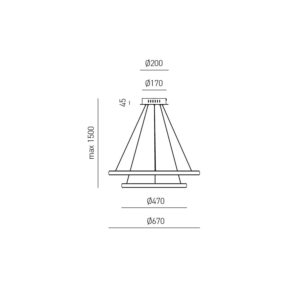 Lampada a sospensione IOLE S/2 - 40W 2250lm 3000K dimmerabile - Alluminio oro spazzolato e silicone bianco opale - Gealuce