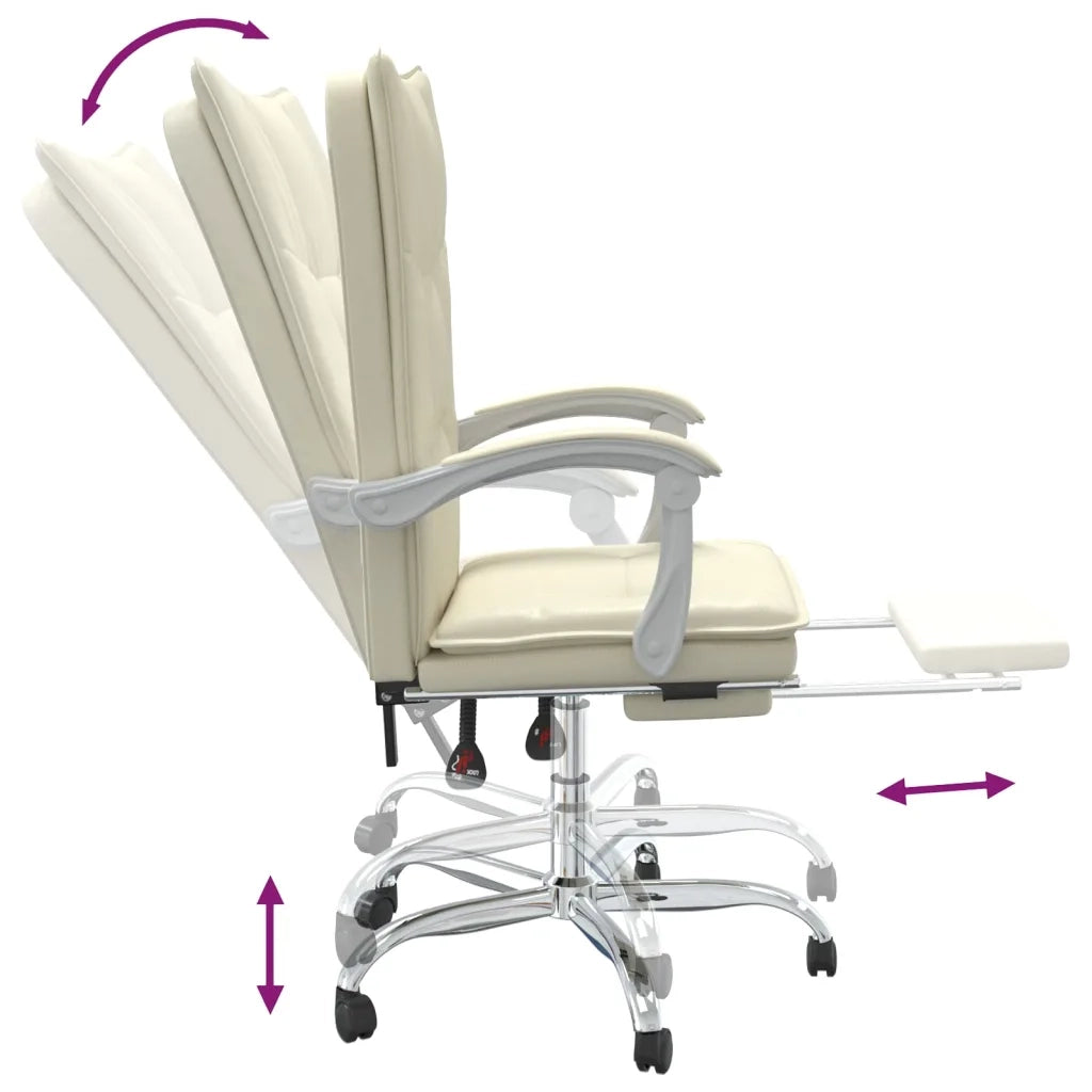 Poltrona da Ufficio Reclinabile Crema in Similpelle 349756
