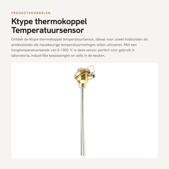 Termocoppella in acciaio inossidabile - 300 mm - 0-1300 °C - Durata e affidabilità garantite