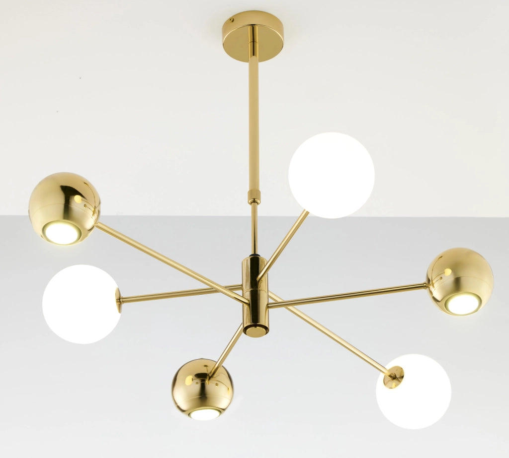 Lampadario MOKA moderno oro/bianco 6 luci G9+GU10 Jupiter